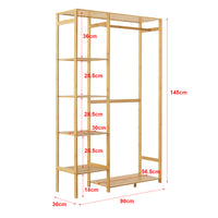 Organizzatore Guardaroba 'Eurajoki' Scaffalatura in Bambù con Asta Appendiabiti e Ripiani  [en.casa]