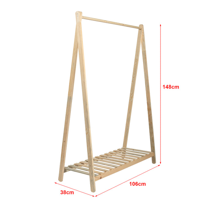 Stand Appendiabiti 'Ledà¸je' 148 x 106 x 38 cm Organizzatore Guardaroba con Barra Porta Abiti e Ripiano Struttura in