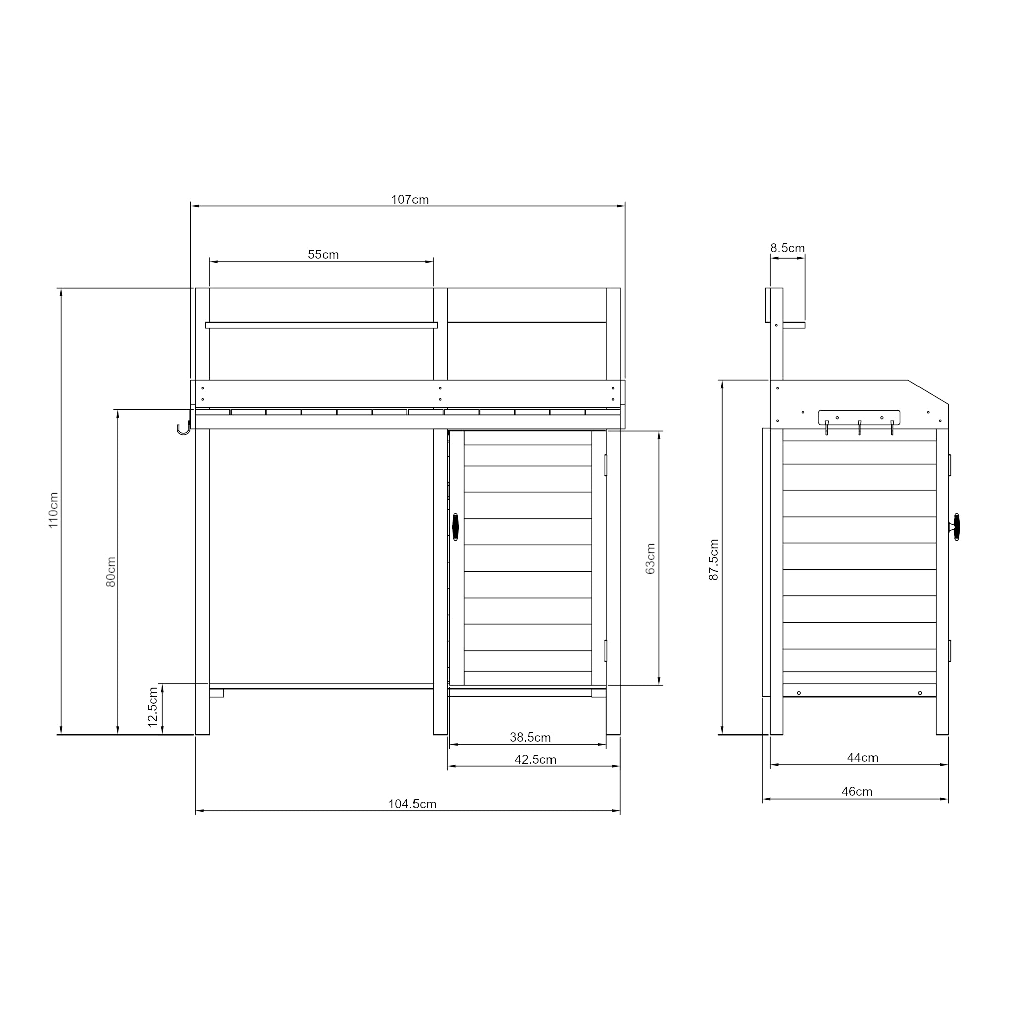 Banco di Lavoro per Giardinaggio Alessano in Legno 110x107x46 cm casa.pro