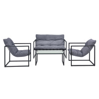 Set Salottino da Giardino Dallas con Cuscini in Olefina - Nero/Grigio casa.pro