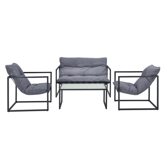 Set Salottino da Giardino Dallas con Cuscini in Olefina - Nero/Grigio casa.pro