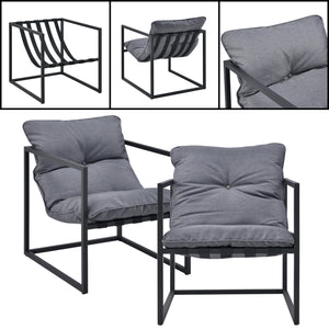 Set Salottino da Giardino Dallas con Cuscini in Olefina - Nero/Grigio casa.pro