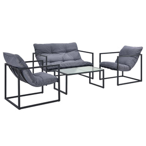 Set Salottino da Giardino Dallas con Cuscini in Olefina - Nero/Grigio casa.pro