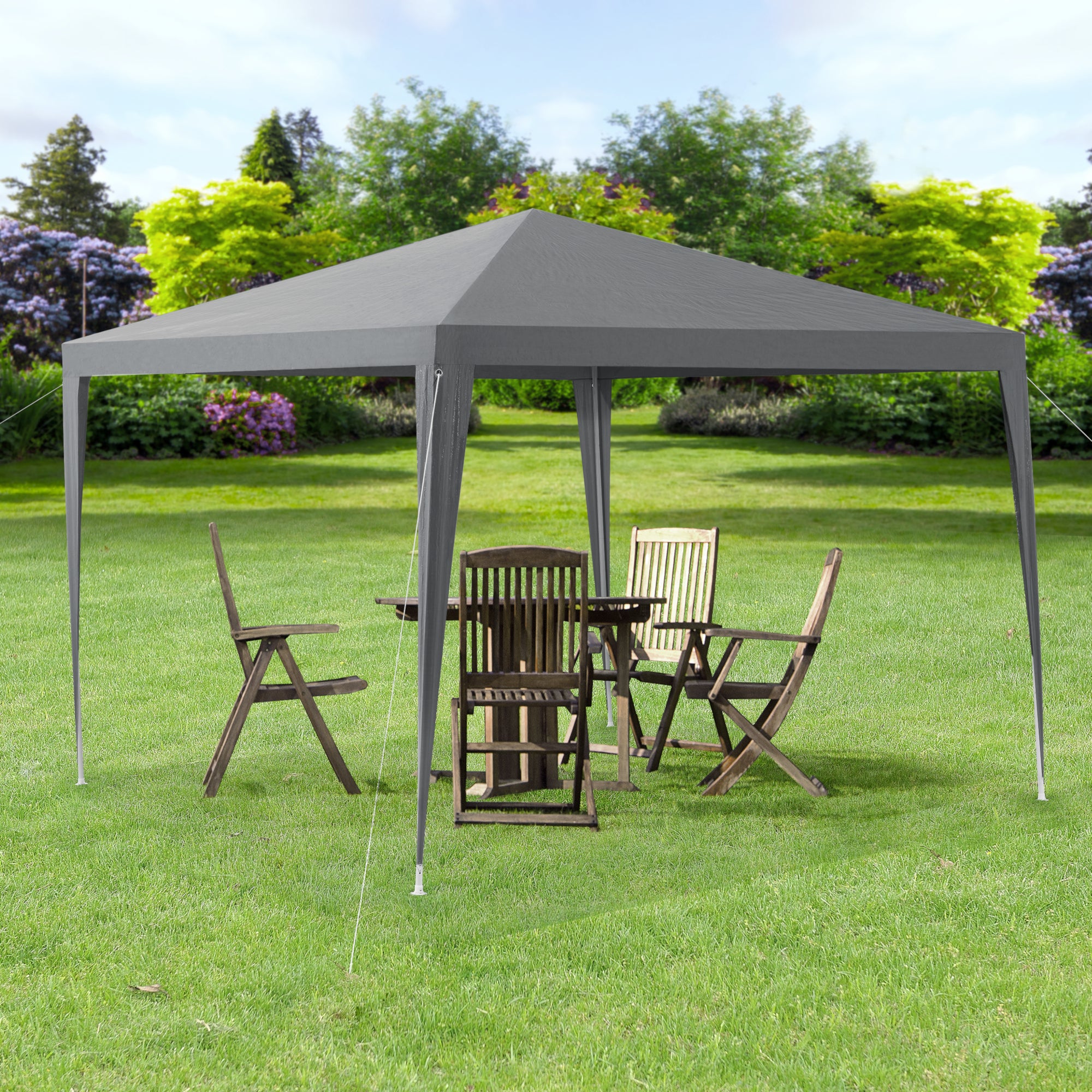 [casa.pro] Gazebo da Giardino 300 x 300 x 255 cm Tenda da Giardino Struttura in Acciaio Pieghevole Impermeabile Grigio