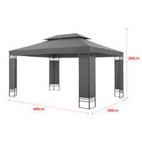 Padiglione Decorativo 'Lanciano' 400 x 300 x 265 cm Gazebo per Eventi - Grigio Scuro [en.casa]