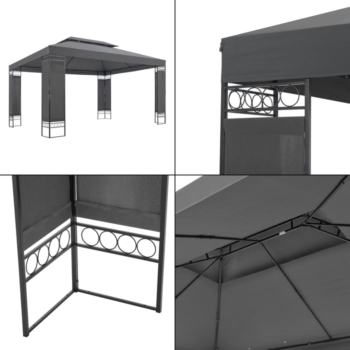 Padiglione Decorativo 'Lanciano' 400 x 300 x 265 cm Gazebo per Eventi - Grigio Scuro [en.casa]