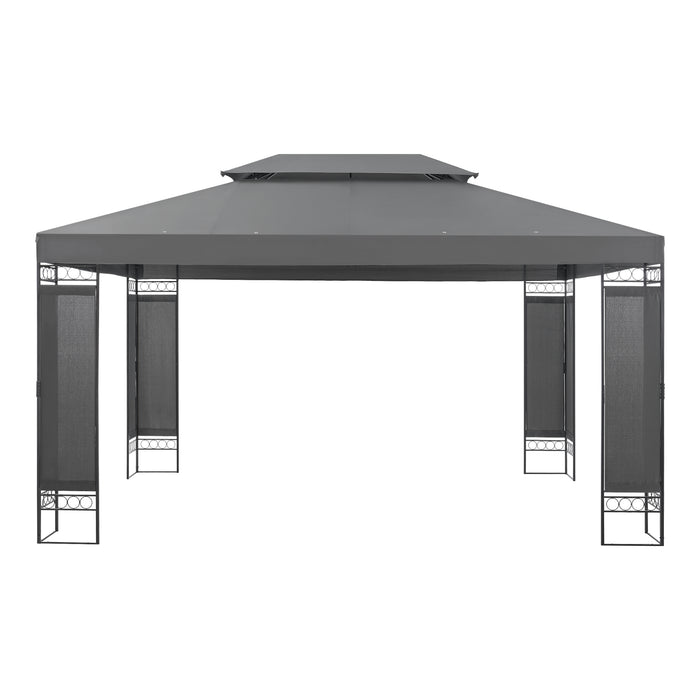 Padiglione Decorativo 'Lanciano' 400 x 300 x 265 cm Gazebo per Eventi - Grigio Scuro [en.casa]