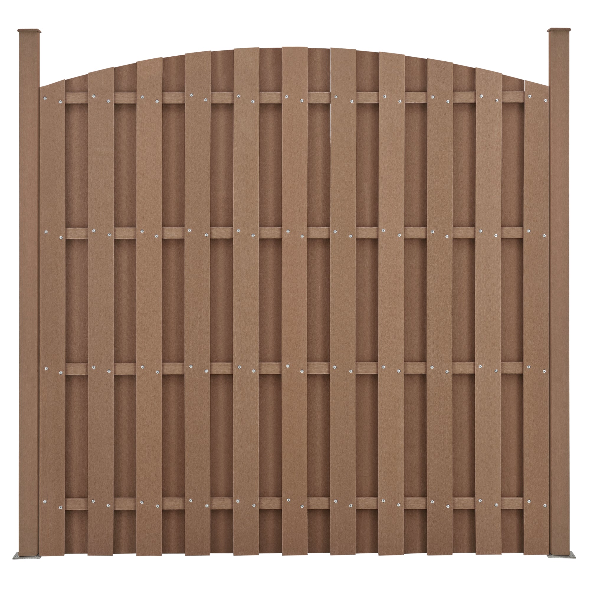 Steccato ad Arco con Doghe e Colonne in WPC e Base in Acciaio 185 x 193 cm - Marrone NEU.HOLZ