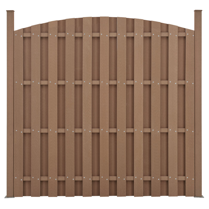 Steccato ad Arco con Doghe e Colonne in WPC e Base in Acciaio 185 x 193 cm - Marrone NEU.HOLZ