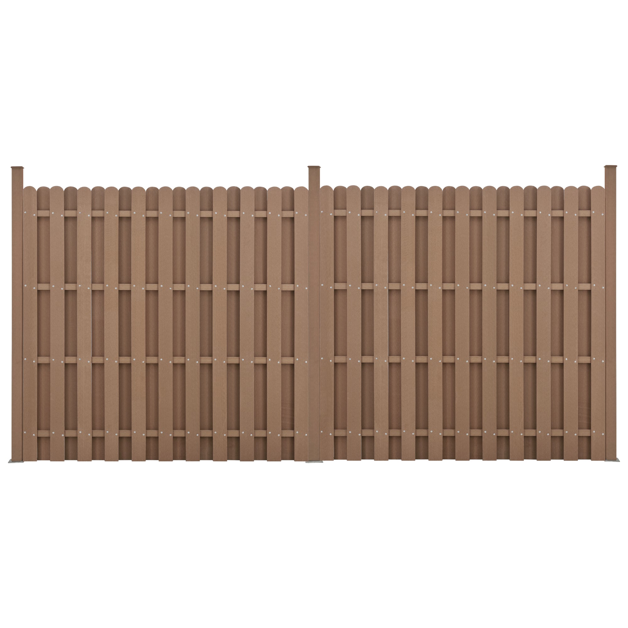 [neu.holz] Steccato per Giardino Staccionata Recinzione Pannello WPC Legno Composito Set di 2 Pezzi 11 Doghe 185 x 376