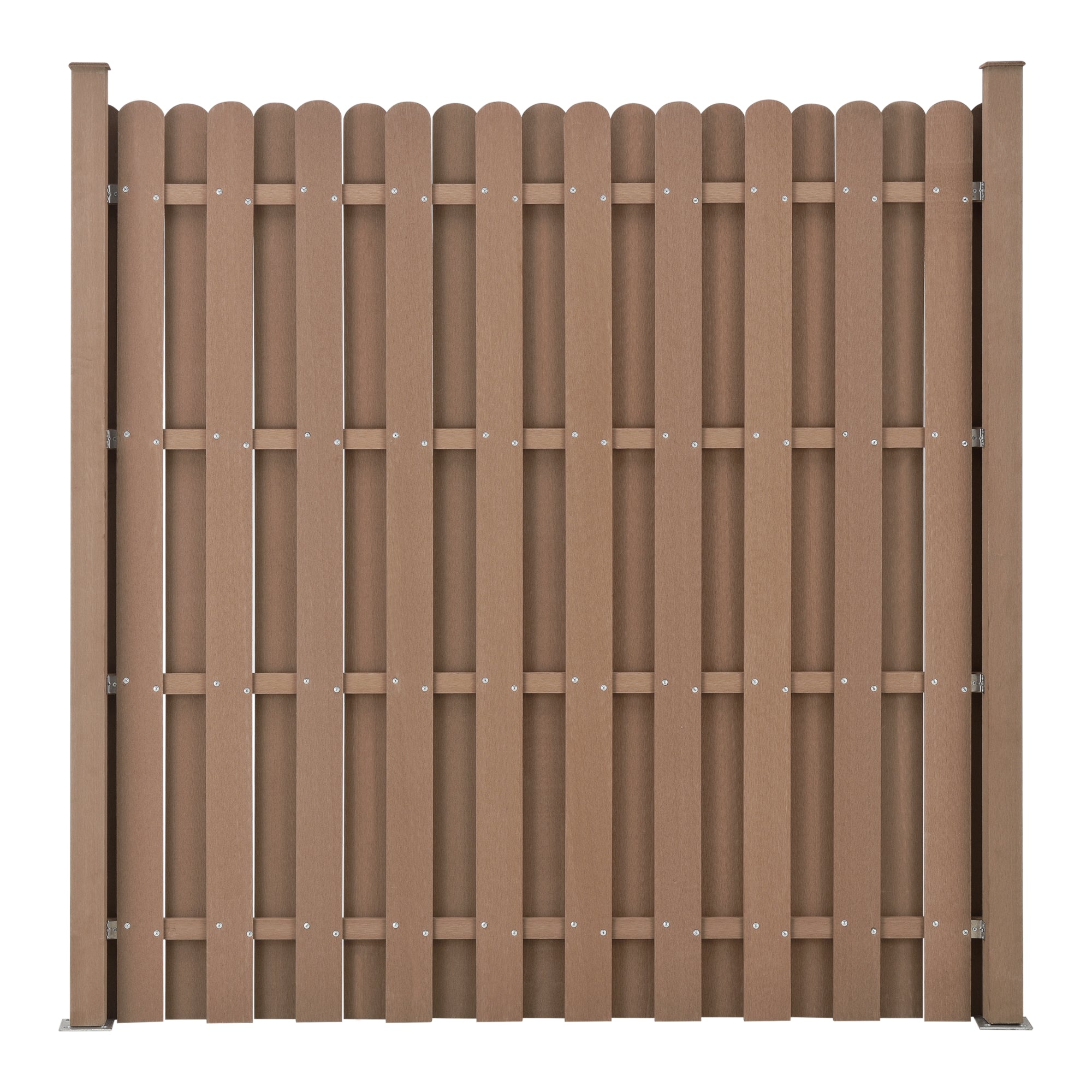 [neu.holz] Steccato per Giardino Staccionata Recinzione Pannello WPC Legno Composito Set di 2 Pezzi 11 Doghe 185 x 376