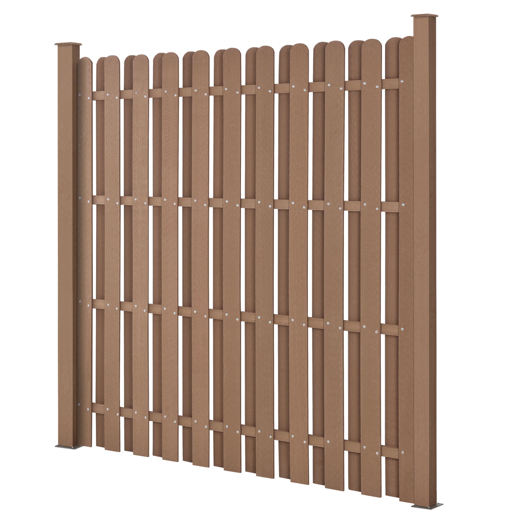 [neu.holz] Steccato per Giardino Staccionata Recinzione Pannello WPC Legno Composito Set di 2 Pezzi 11 Doghe 185 x 376