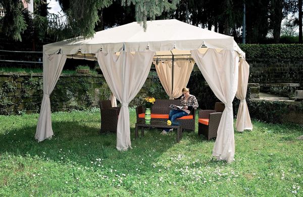 Gazebo armonia in acciaio 3x4 colore ecrÃ¹ yf-3246 dimensioni 300 x 400 x h 265 cm