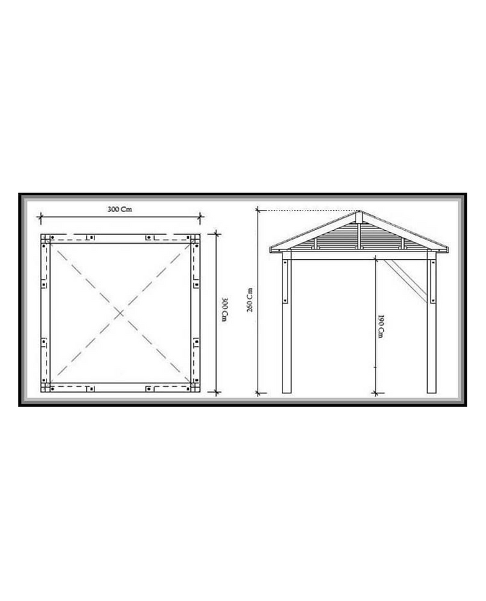 Gazebo da giardino in ferro bttuto 3x3 mt ecrÃ¹ antivento Sicorage Neggiu