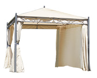 Gazebo quadrato in ferro antracite, copertura poliestere sabbia, 3x3 mt Oregon