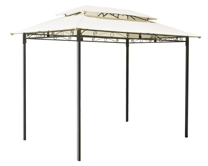 Gazebo rettangolare in ferro antracite, copertura poliestere ecru, 3x2 mt Illinois