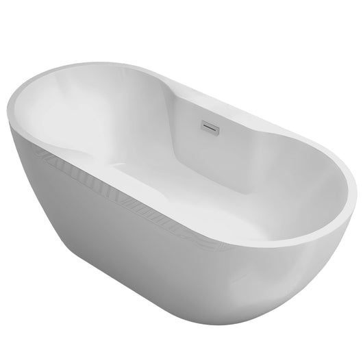 Vasca da bagno free standing ovale acrilico bianco lucido senza rubinetteria *** confezione 1