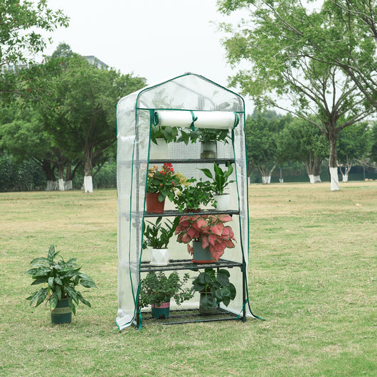 Serra da Giardino Chaam a 4 Piani a Rete 158 x 69 x 49 cm Bianco [en.casa]