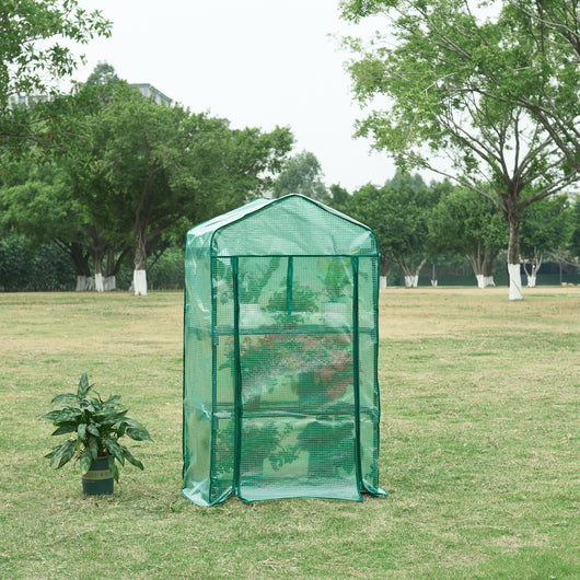 Serra da Giardino Chaam a 3 Piani a Rete 125 x 69 x 49 cm Verde [en.casa]