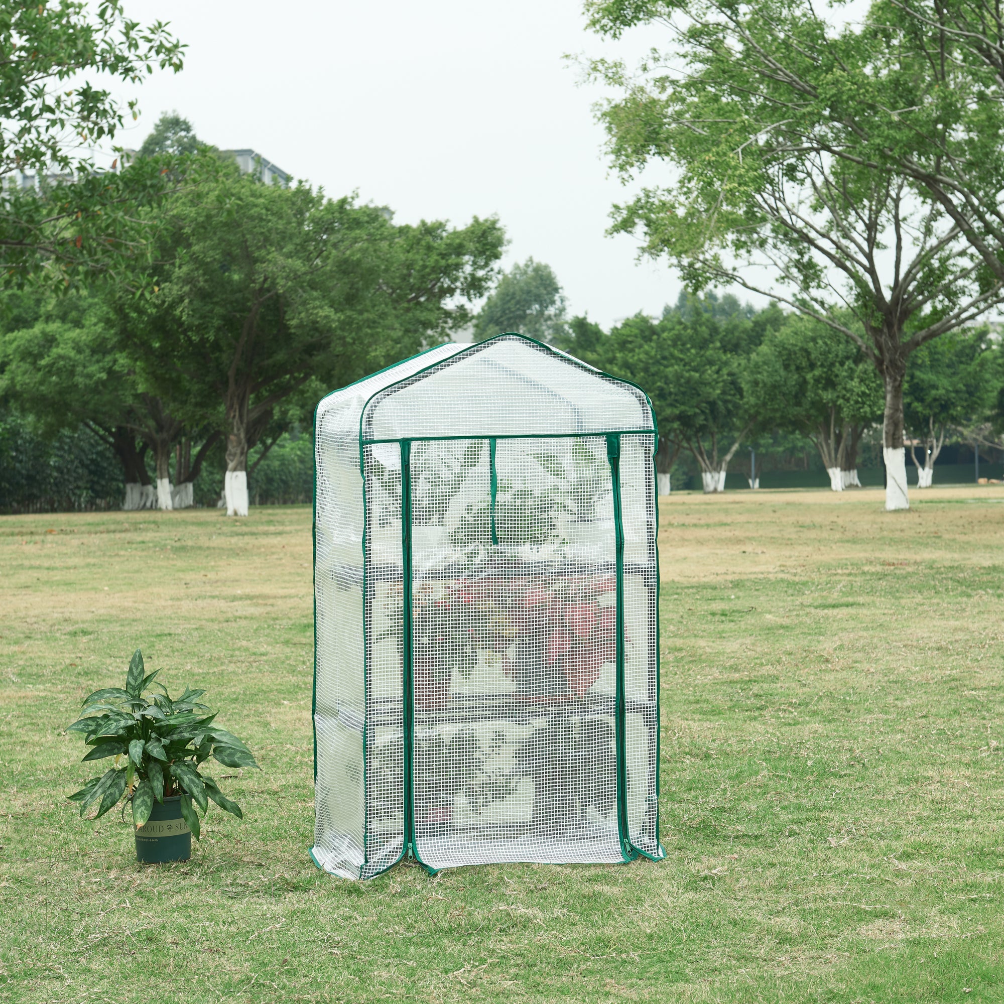 Serra da Giardino Chaam a 3 Piani a Rete 125 x 69 x 49 cm Bianco [en.casa]