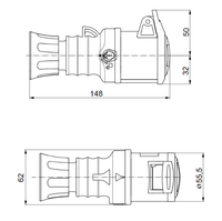 Presa mobile diritta industriale rossa 3p+t 16a trifase 380v ip44 gw62008h