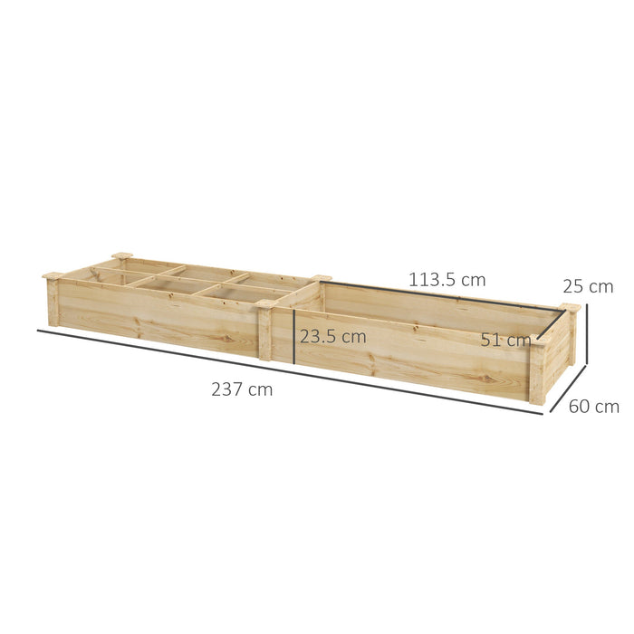 Letto per Orto con Divisorio 237x60x25 cm in Legno Naturale