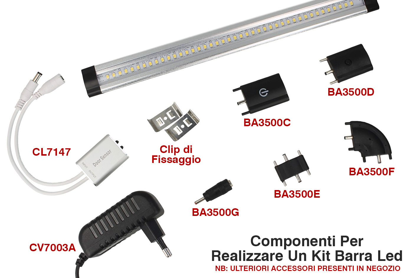 Giunto Lineare a I Connettore 3.5x1.35mm 12V DC Per Barra Led Sottopensile Cucina Armadio