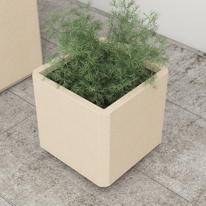 Set da 2 Vasi da Giardino Quadrati Impilabili per Esterno e Interno Beige