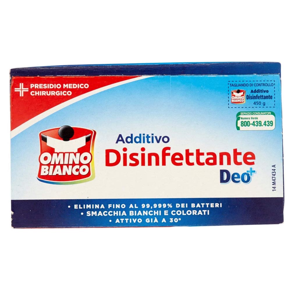 Omino bianco additivo disinfettante in polvere battericida per bucato 4 confezioni da 450 grammi