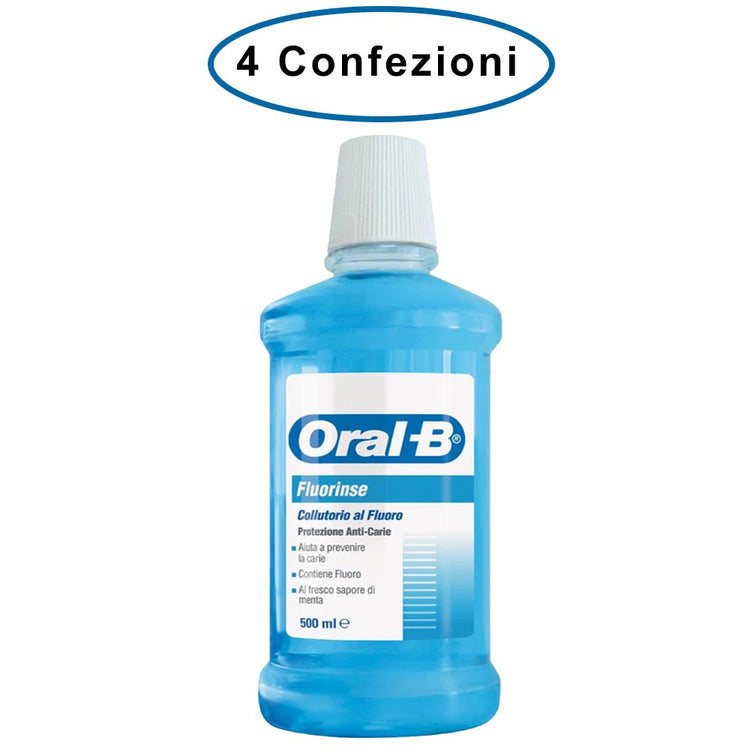 Oral b colluttorio fluorinse protezione anti-carie al fluoro 4 confezioni da 500 milliliters