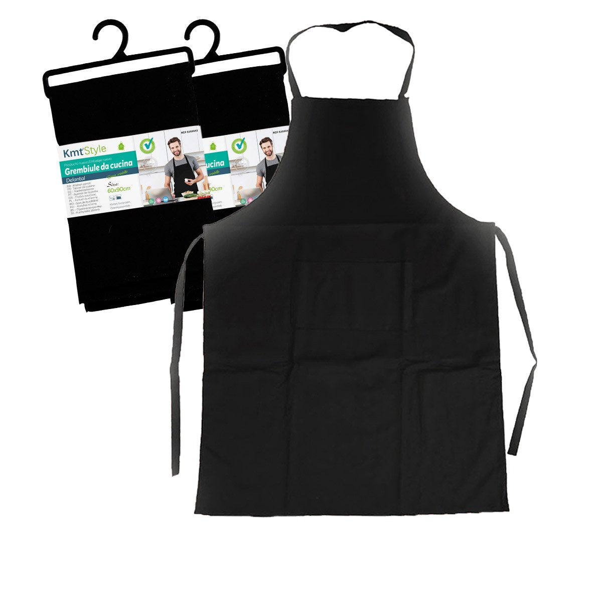 Grembiule da Cucina Nero Regolabile con 1 Tasca Taglia Unica Unisex con Materiale Morbido Lavabile Grembiule da Chef 90x60cm