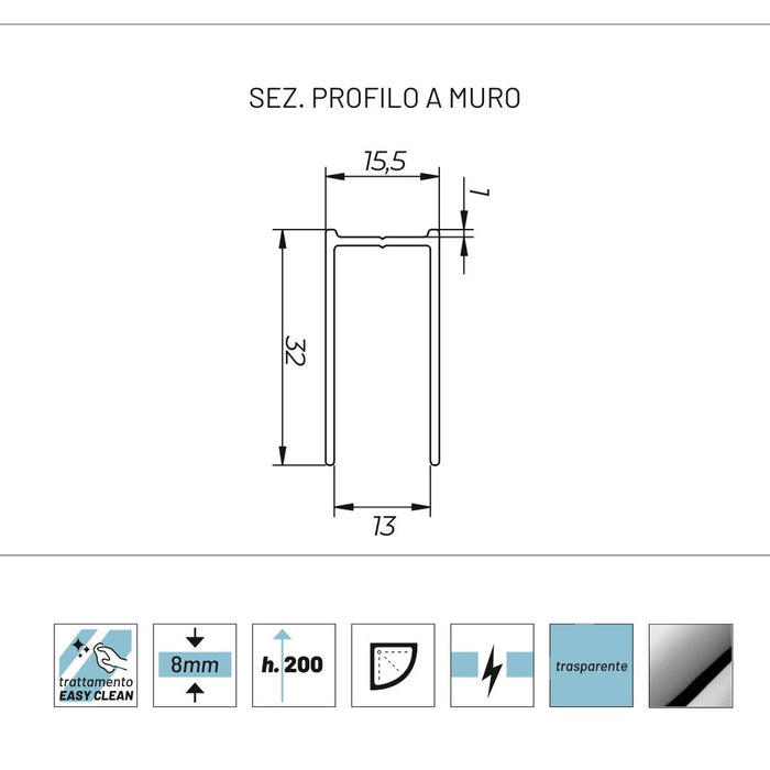 Box doccia semicircolare angolare ginestra 78-80x78-80xh 195 cristallo 8 mm