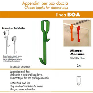 Pika' 1 appendino per box doccia boa satinato verde 30 centimetri accessorio bagno