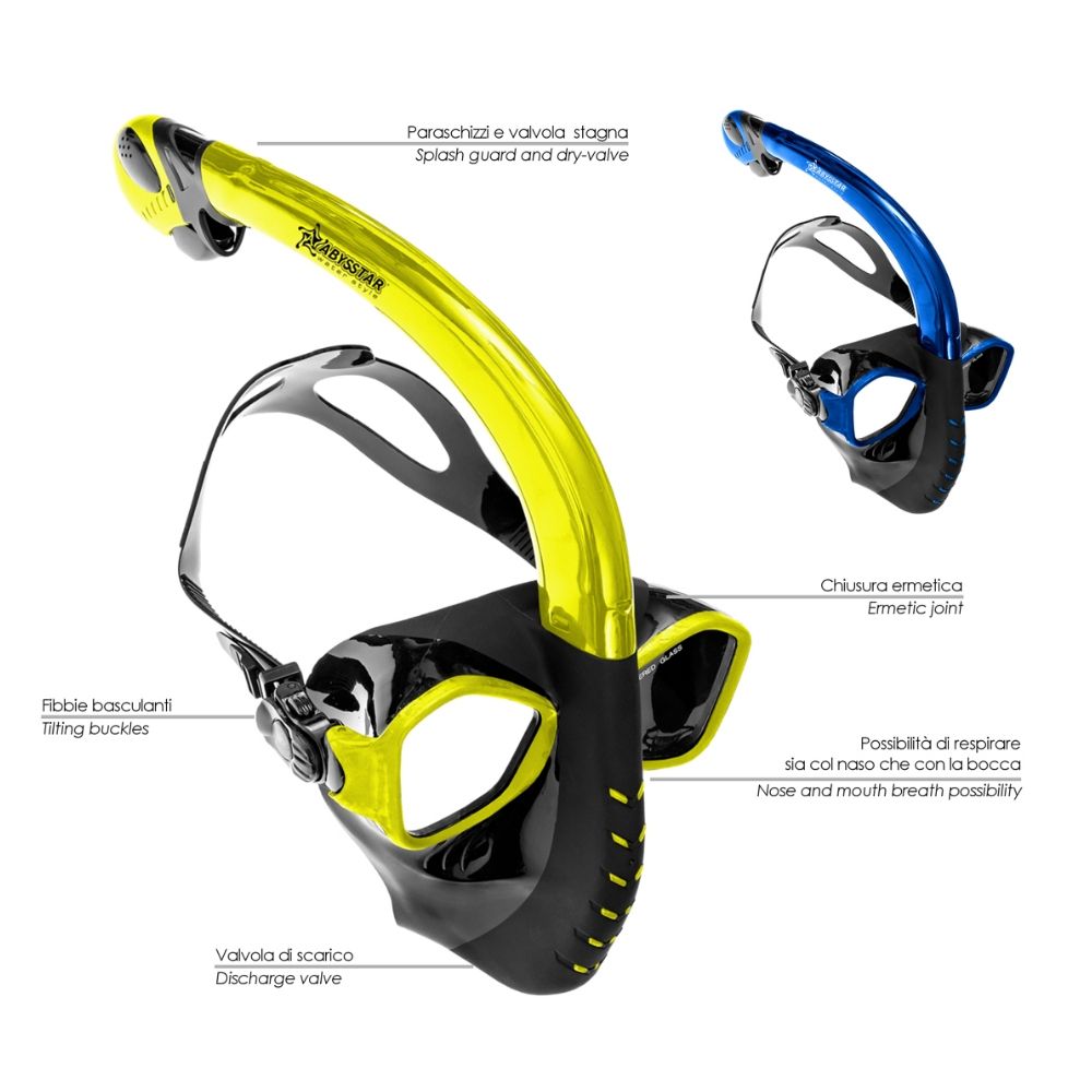 Maschera abysstar m- max 2 colore giallo