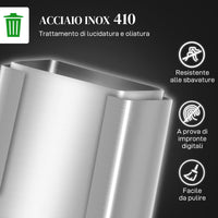 Pattumiera a Pedale 2 Sezioni 30L 47,7x37,5x66,8 cm in Acciaio Inox e PP