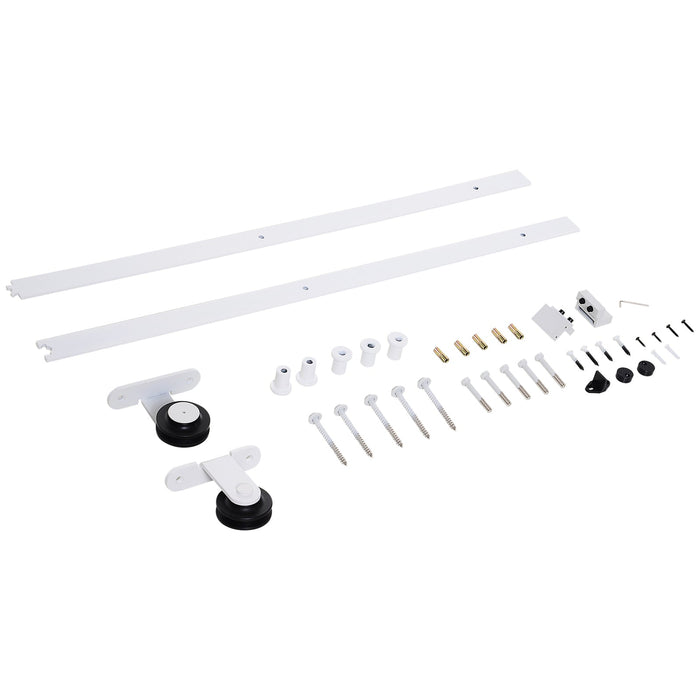 Kit per Porta Scorrevole con Binario 183 cm in Acciaio Bianco