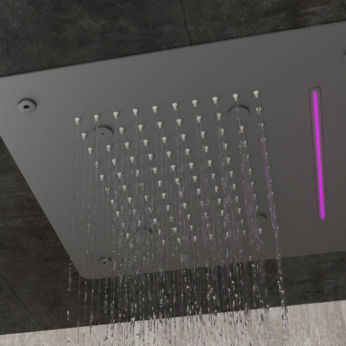 Ogomondo soffione led a soffitto da incasso con cascata acciaio nero quadro *** confezione 1