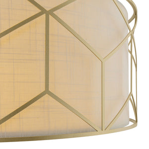 Lampadario Contemporaneo Messina Metallo Oro 1 Luce Diffusore Lino Su Pvc