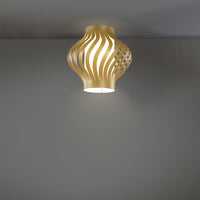 Plafoniera Moderna 1 Luce Helios In Polilux Oro H39 Made In Italy