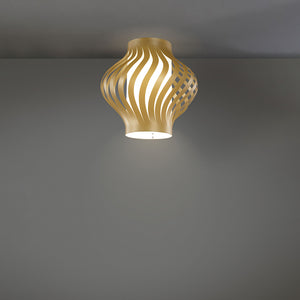 Plafoniera Moderna 1 Luce Helios In Polilux Oro H39 Made In Italy