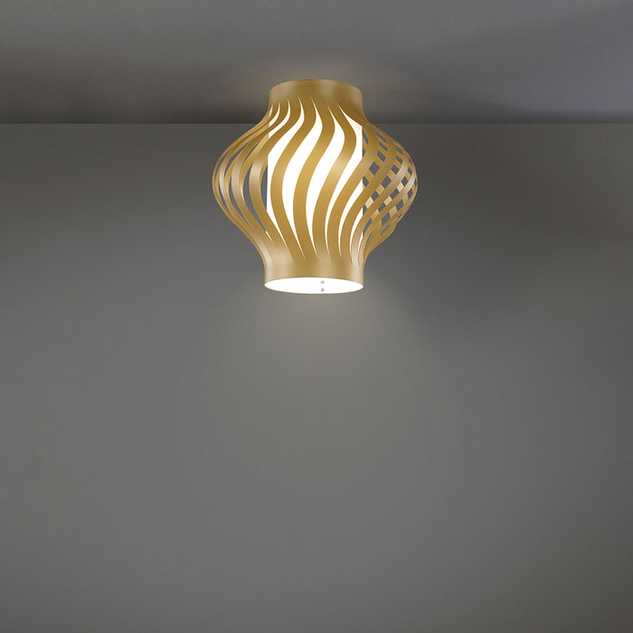 Plafoniera Moderna 1 Luce Helios In Polilux Oro H39 Made In Italy