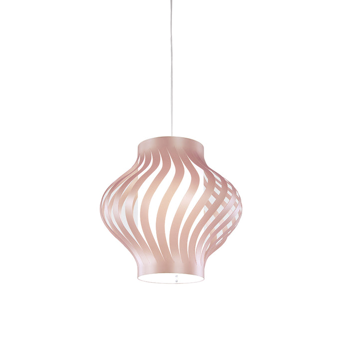 Sospensione Moderna 1 Luce Helios In Polilux Rosa Metallico H39 Made In Italy