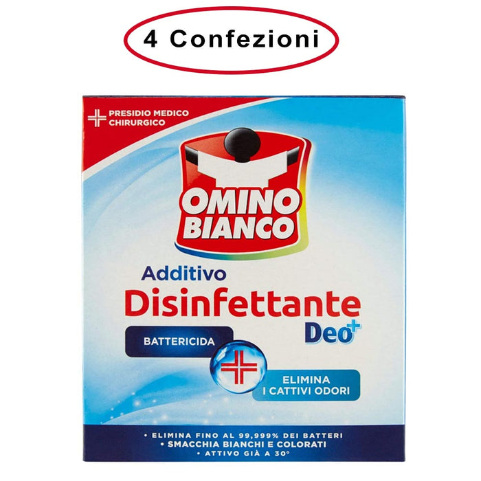 Omino bianco additivo disinfettante in polvere battericida per bucato 4 confezioni da 450 grammi