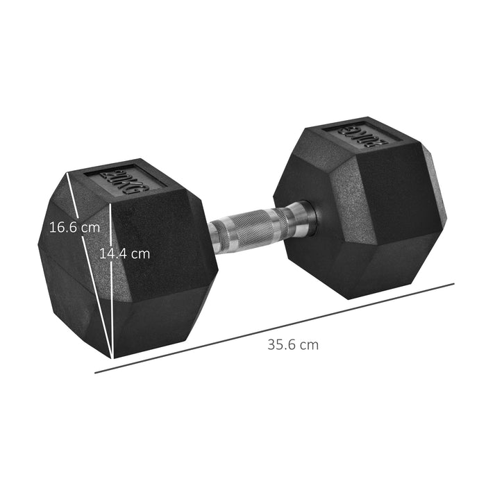 Manubro Esagonale da 20kg  per Workout in Palestra  in Acciaio e Gomma Nero