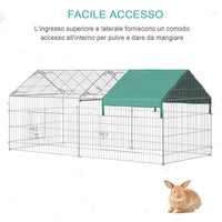 Recinto Recinzione per Animali Domestici 220x103x103 cm con Copertura in Acciaio