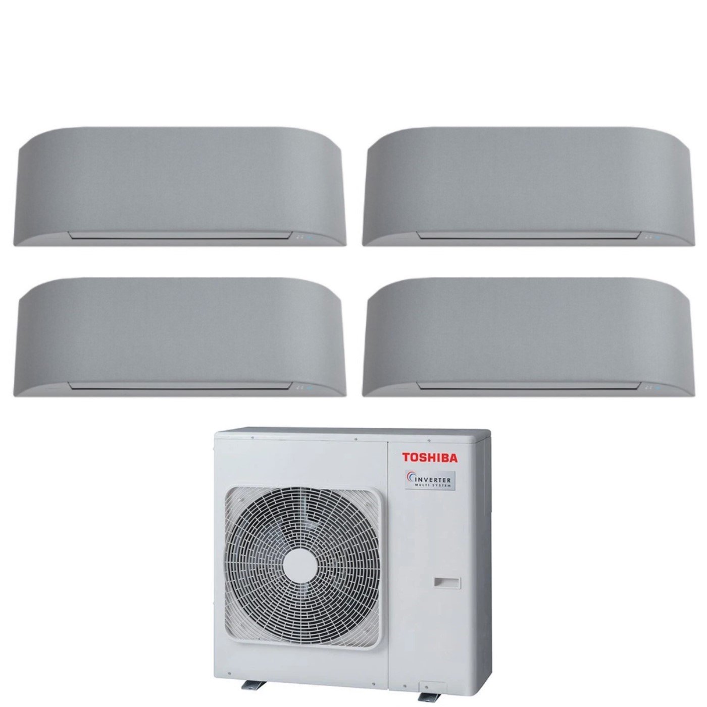 Climatizzatore Condizionatore Toshiba Quadri Split Inverter serie HAORI 10+10+10+13 (9+9+9+12) RAS-4M27U2AVG-E R-32 Wi-Fi Integrato 10000+10000+10000+13000 (9000+9000+9000+12000) Grigio Chiaro