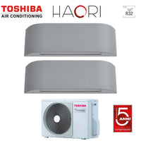 Climatizzatore Condizionatore Toshiba Dual Split Inverter serie HAORI 10+13 (9+12) con RAS-3M26U2AVG-E R-32 Wi-Fi Integrato 10000+13000 (9000+12000) Colore Grigio Chiaro