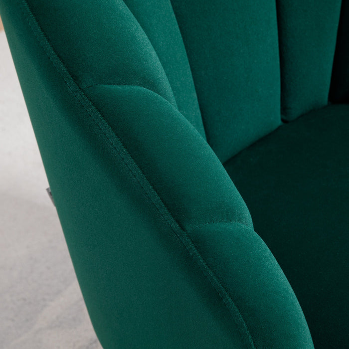 Poltrona a Conchiglia Stile Art Deco 63x65x84 cm in Velluto Verde