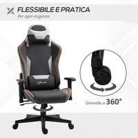 Sedia da Gaming 66x53x124-134 cm Reclinabile a 150° con Funzione Dondolo Grigio