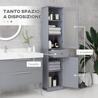 Mobile a Colonna da Bagno 40x27x171,5cm in MDF Grigio